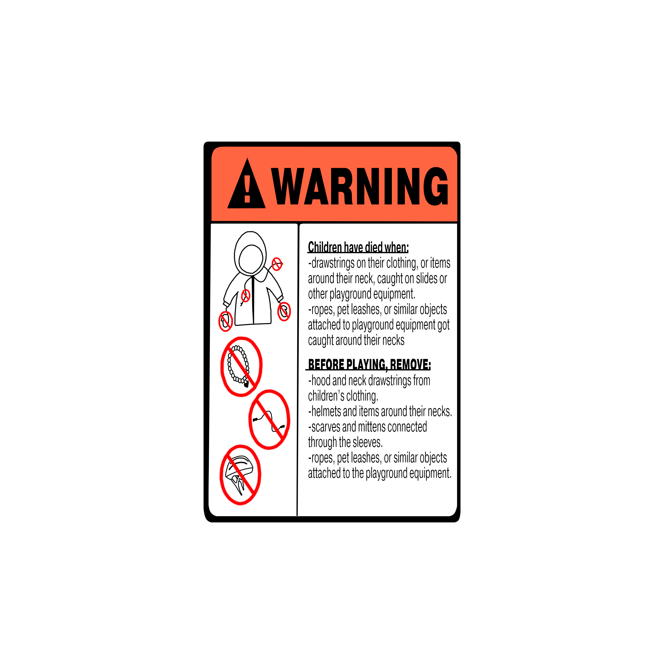 Label S - Strangulation Warning Label - Jensen Swing Products Inc