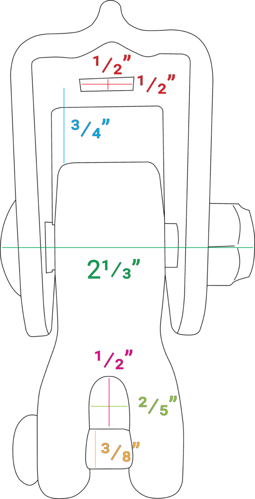 An image showing all dimensions on an sh108.