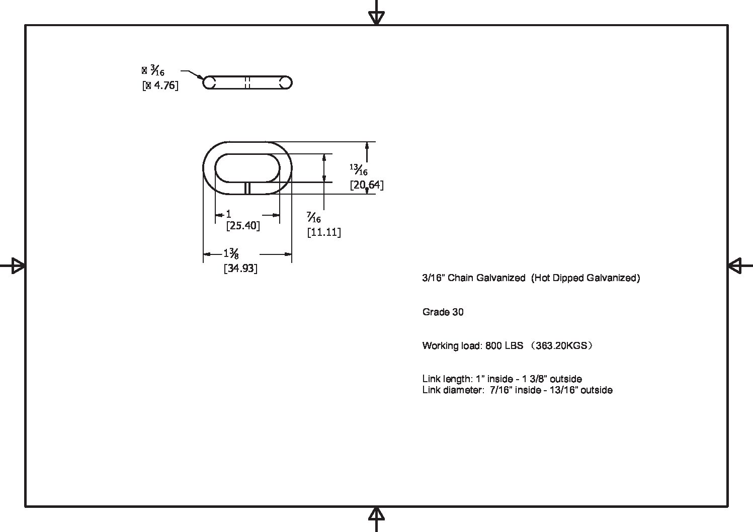 C100GLV - Galvanized 3/16 Chain - Jensen Swing Products Inc