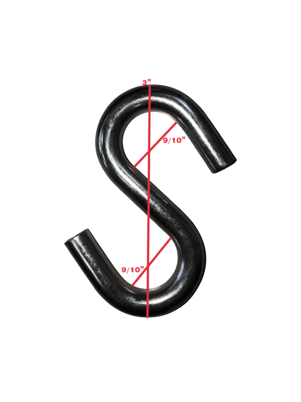 An image showing an s-hook with dimensions.