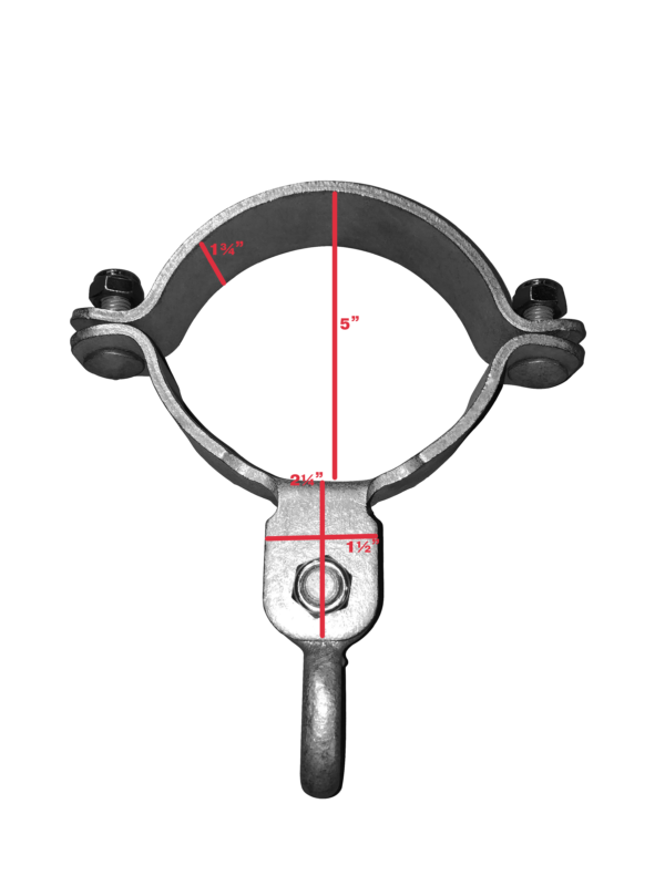 An image showing a swing hanger with a loop pendulum and dimensions on it.
