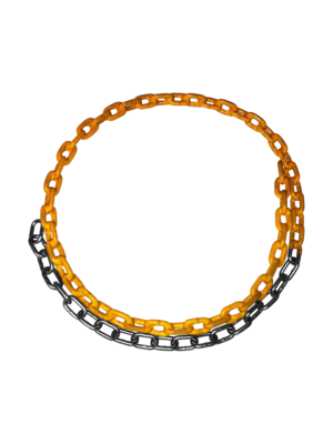 An image showing a plastisol coated chain in yellow.