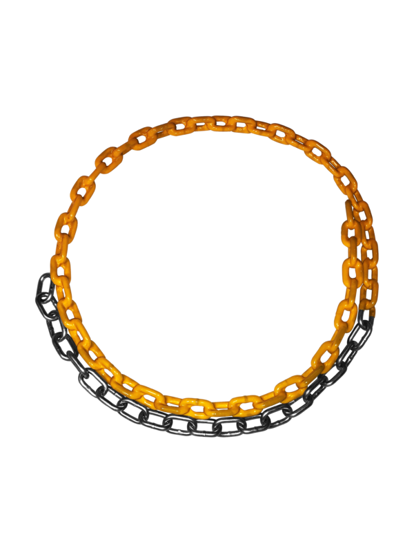 An image showing a plastisol coated chain in yellow.