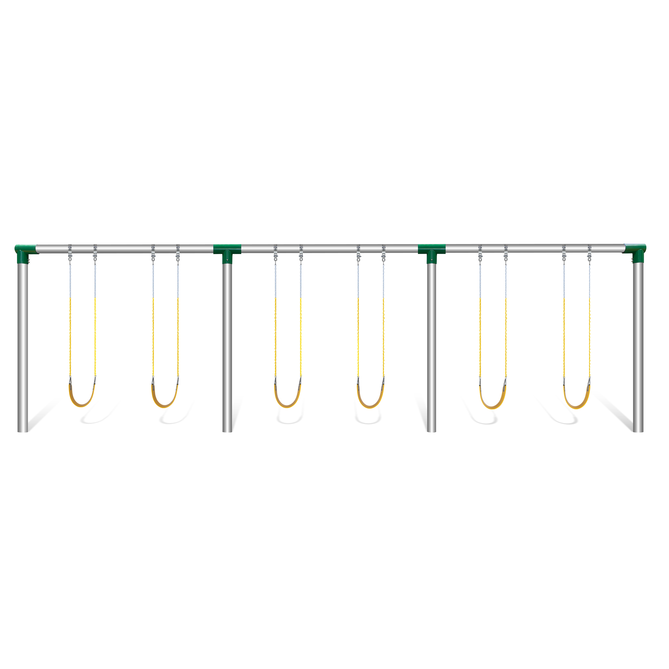 3 bay trans new pipe resized dropshadow An image showing a 3 bay 5 inch swing frame